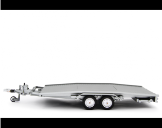 Autotransporter Anhänger Ellebi  silber Laudoracing 1:18 Resinemodell (Türen, Motorhaube... nicht zu öffnen!)